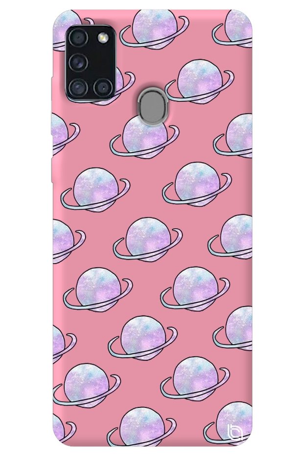 Samsung A21S Pink Color Saturn Velvet Patterned Silicone Phone Case