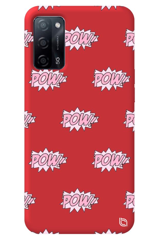 Oppo A52 Red Color Pow Inside Velvet Patterned Silicone Phone Case
