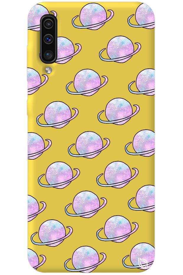 Samsung Galaxy A70 Yellow Color Saturn Velvet Patterned Silicone Phone Case