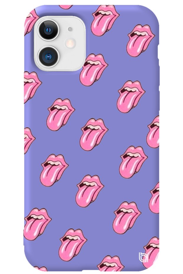 iPhone 11 Lilac Colored Lips Lip Velvet Patterned Silicone Phone Case
