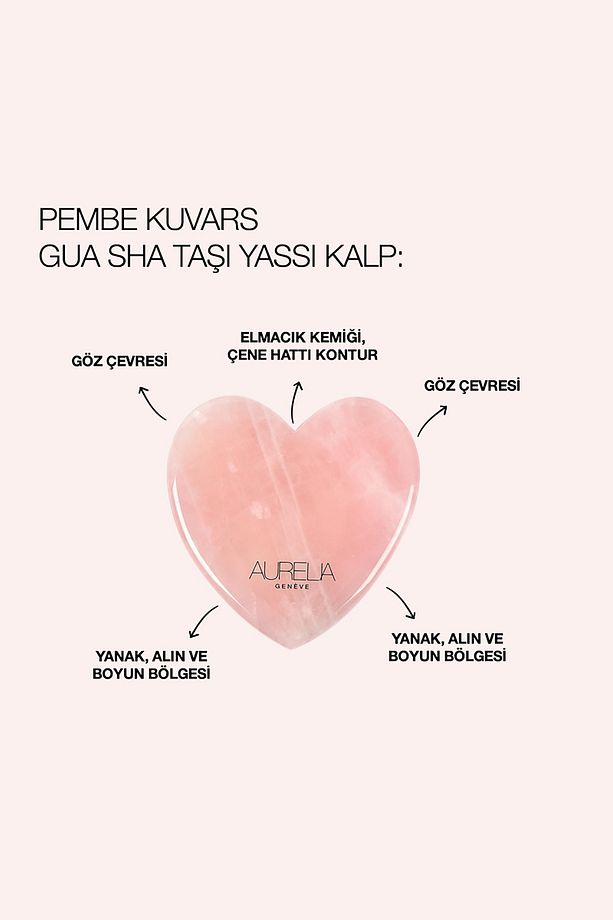 Rose Quartz Flat Heart Gua Sha - Yassı Kalp Şekilli gua sha Taşı - Pembe Kuvars - 3