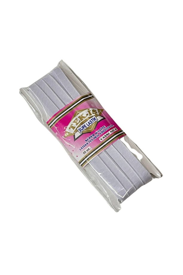Lastik Sert Yumuşak Çamaşır Don Etek Bel Paça Bebe Lastiği Yassı Yumuşak 1,1cm No:2 Beyaz 10m - 1
