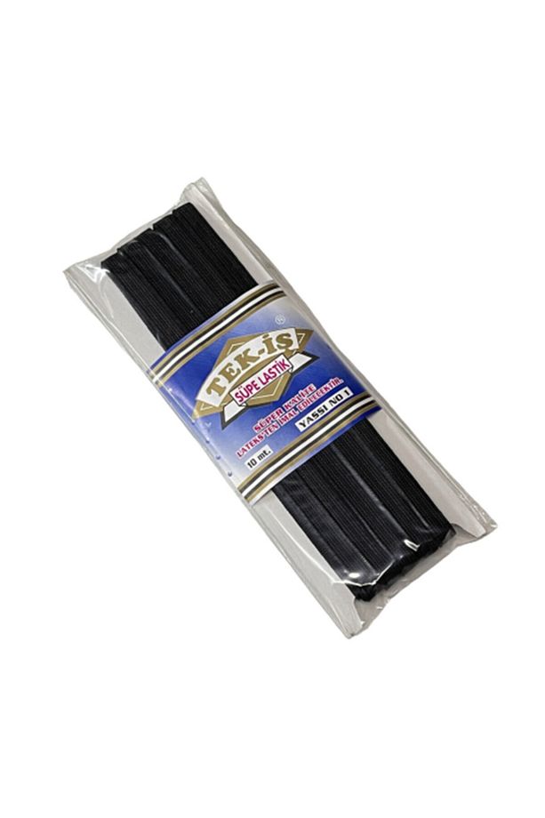 Lastik Sert Yumuşak Çamaşır Don Etek Bel Paça Bebe Lastiği Yassı Yumuşak 0,9cm No:1 Siyah 10m - 1