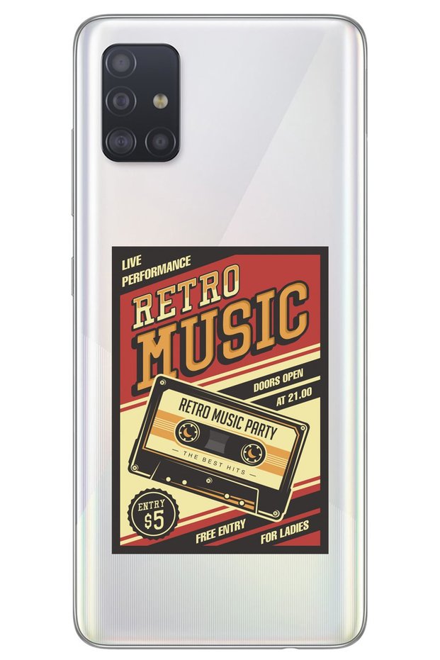 Patterned Transparent Silicone Phone Case for Samsung A51 Retro