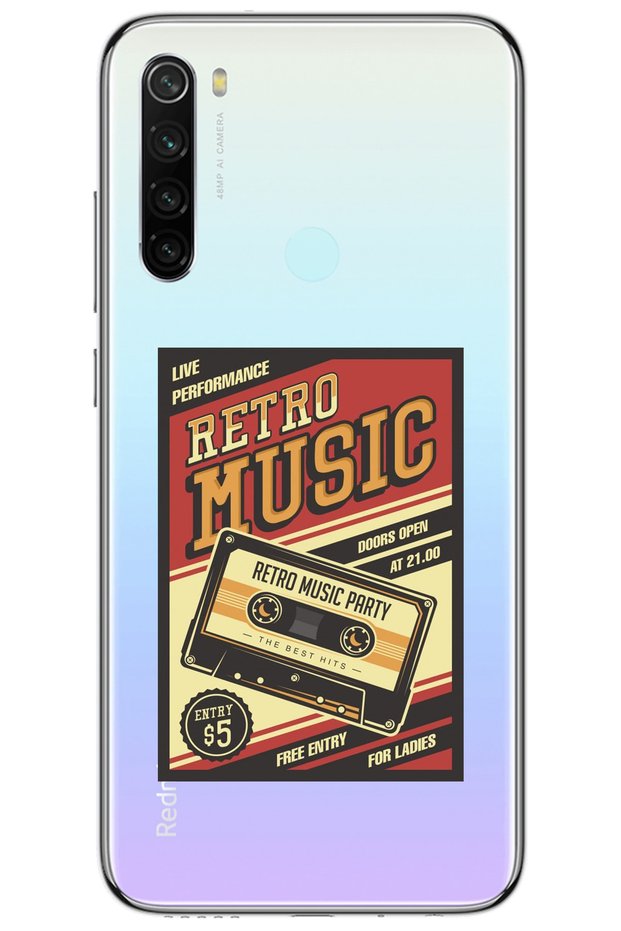 Case for Xiaomi Redmi Note 8 Retro Patterned Transparent Silicone