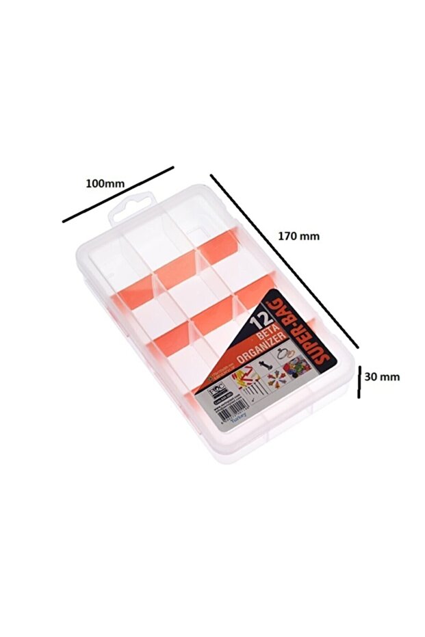 Plastic Super-Bag Beta 12 Compartment-Compartment Organizer Transparent Embroidery Box