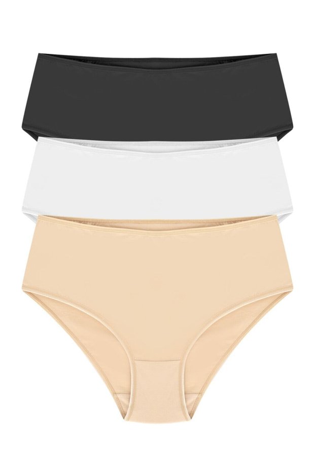 Women's Colorful Cotton High Waist Bato Panties 3-Piece