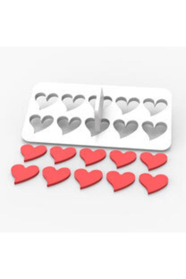 Heart Patterned Multiple Sugar Dough Cutter with 14 Compartments