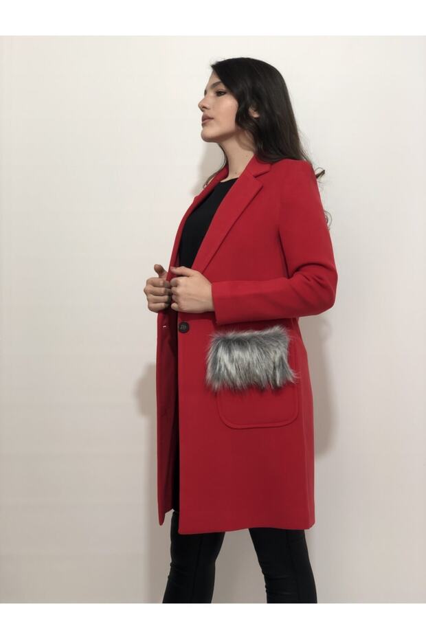 Kadın Kırmızı Kaban - 4