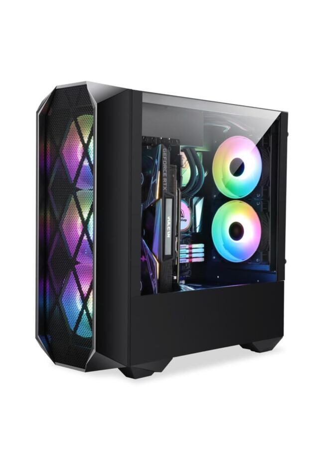 Orkinos Mesh Panel Dikey Ekran Kartı Takılabilen 4 Rgb Fanlı Matx Bilgisayar Kasası - 1