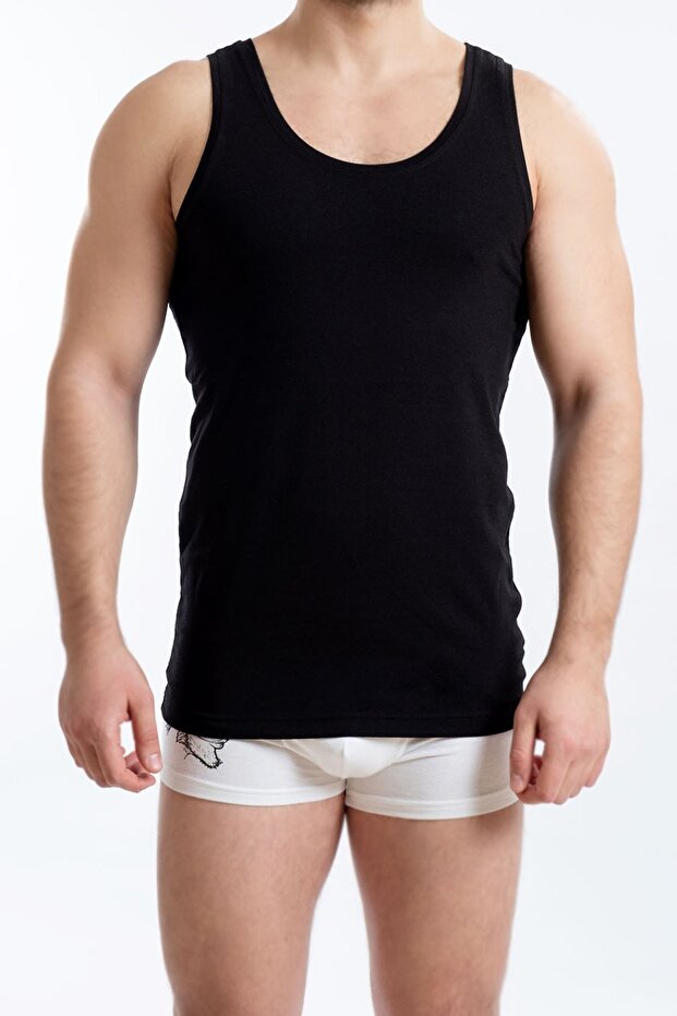 3'lü Erkek Bambu Siyah Atlet Basic - 1