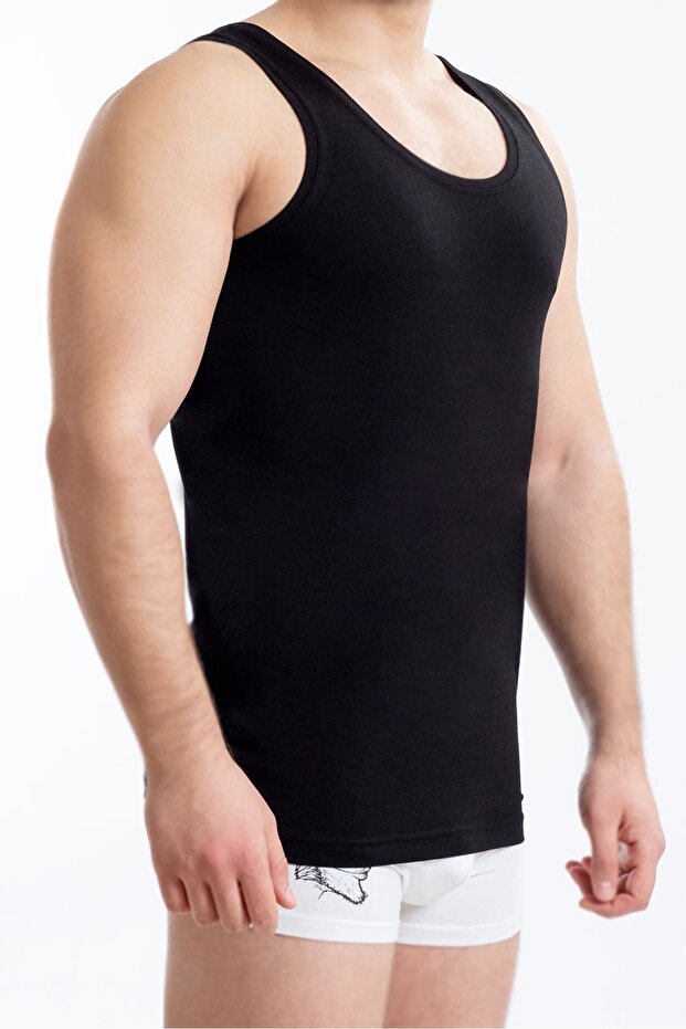 3'lü Erkek Bambu Siyah Atlet Basic - 2