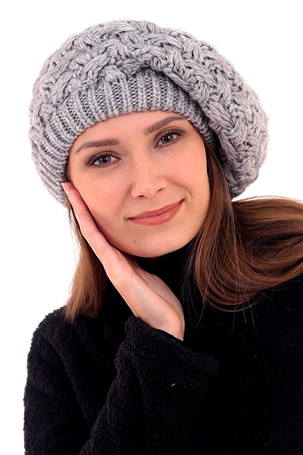 قبعة رسام رمادية محبوكة بطبقة مزدوجة - 1