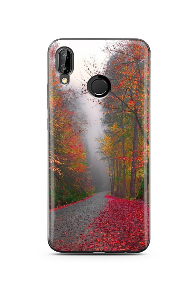 Super Transparent Silicone Phone Case with Autumn Design Huawei P20 Lite