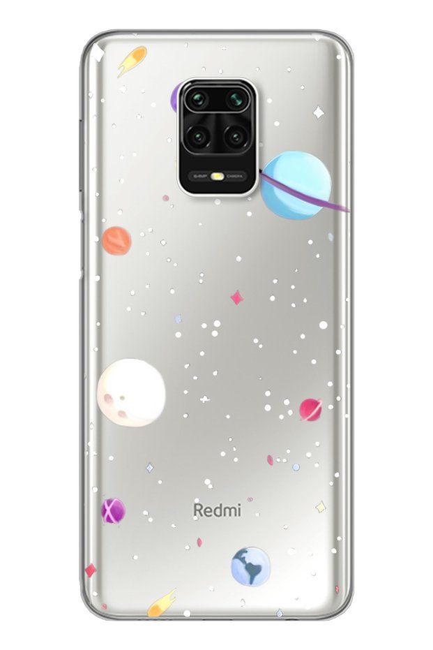 Super Transparent Silicone Phone Case with Planets Design Xiomai Redmi Note 9 Pro - Note 9S