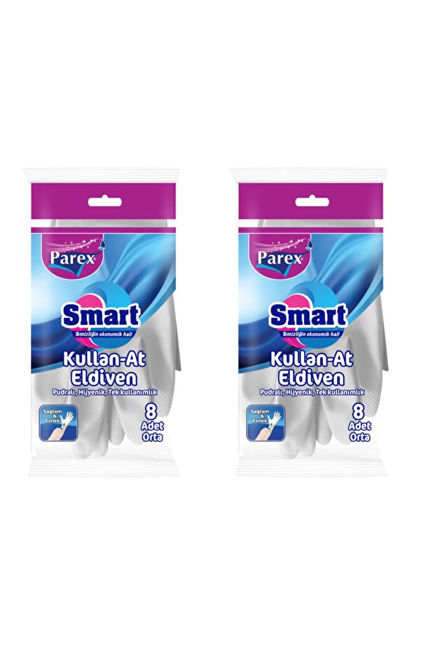2 Paket 8'li Kullan At Eldiven M Beden - 1