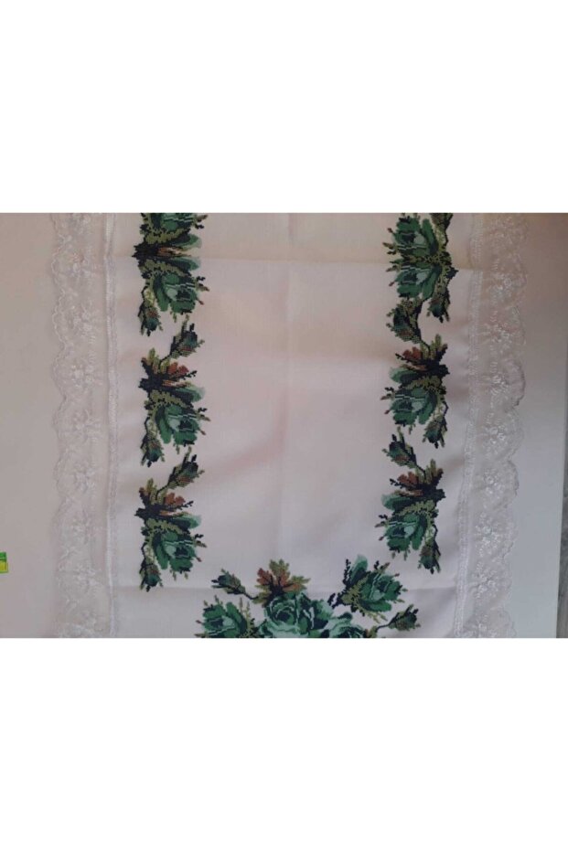 Kanaviçe Baskılı Yeşil Runner - 3