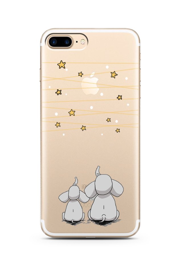 Super Transparent Silicone Phone Case for iPhone 7 Plus Elephants Design