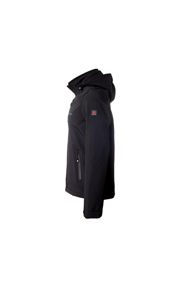 Erkek Siyah Kapüşonlu Softshell Ceket - 2