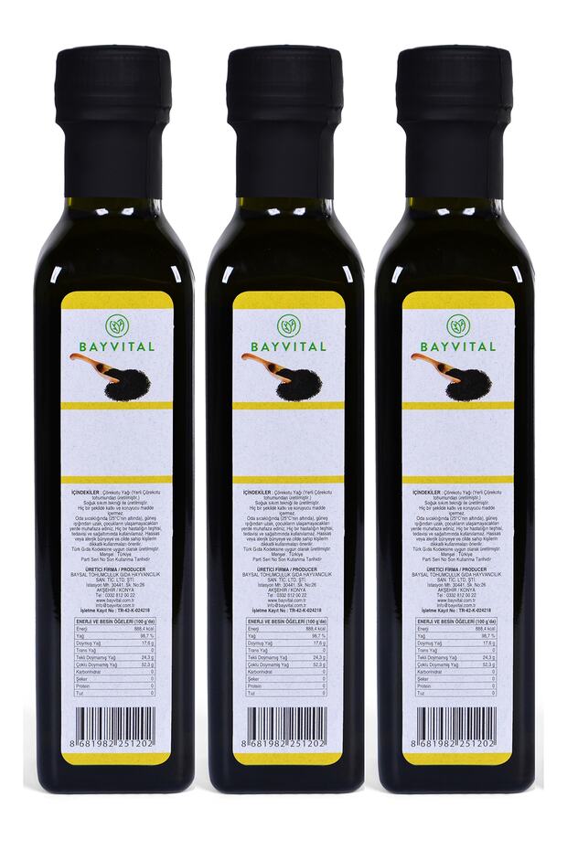 3 Adet X 250 Ml Soğuk Sıkım Çörek Otu Yağı (çörekotu Yağı) 750 Ml - 2
