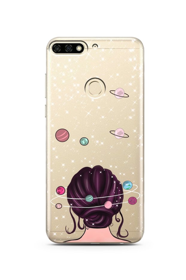 Space Girl Design Super Transparent Silicone Phone Case Huawei Honor 7C- Y7 2018