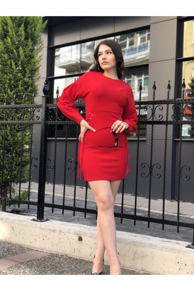 Kadın Kırmızı Elbise - 3