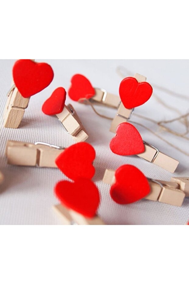 Picture Note Holder Heart Figured Peg 10 Pieces Wooden Heart Peg Note Holder Decorative Peg