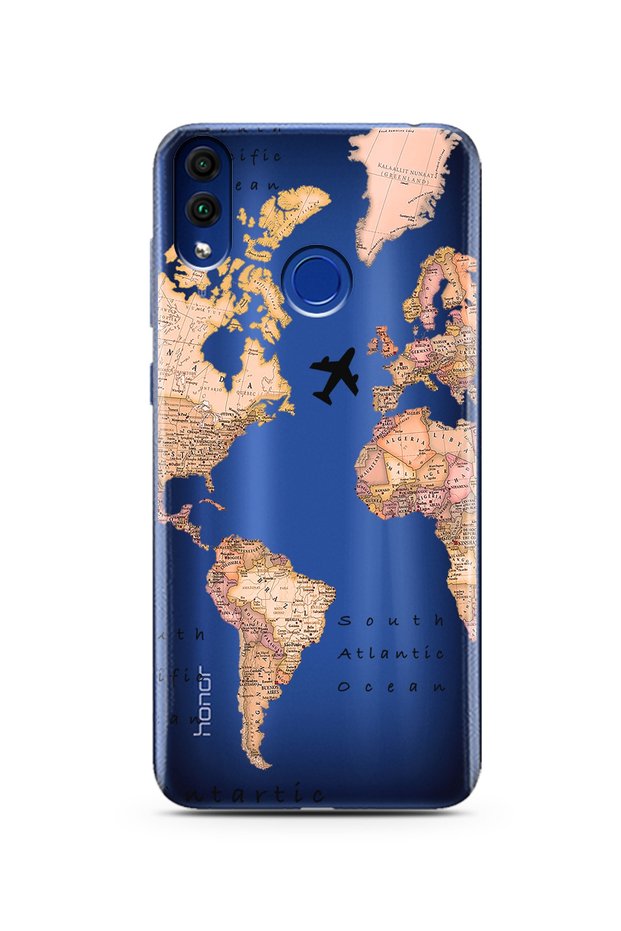 Transparent Map Design Super Transparent Silicone Phone Case Huawei Honor 8C