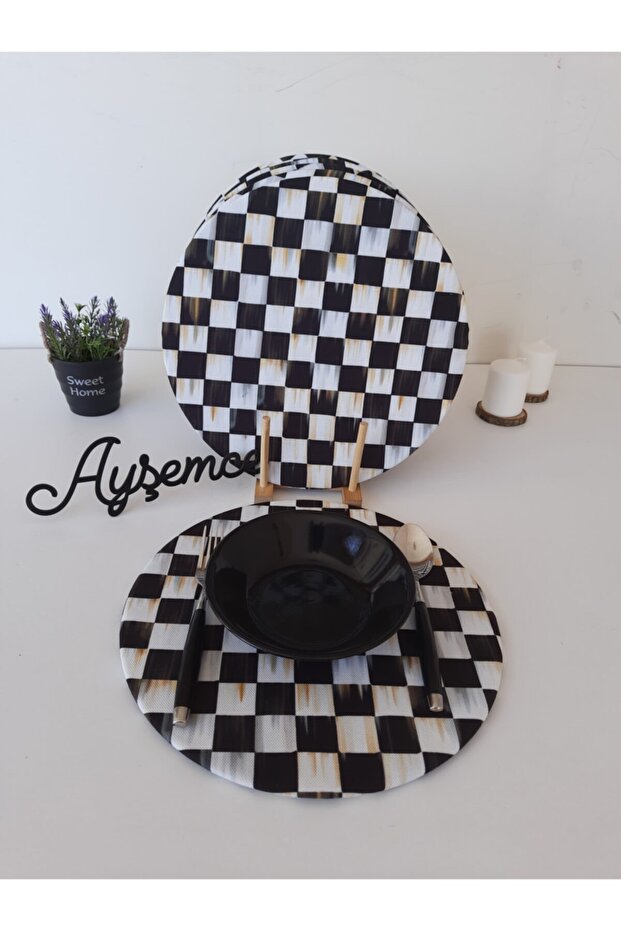 Placemat Set Makkenzi (Flame Checkered Pattern 6-Piece Plate)