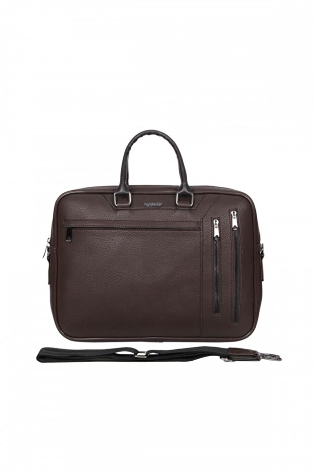 Faux Leather Briefcase Plevr50072 Brown