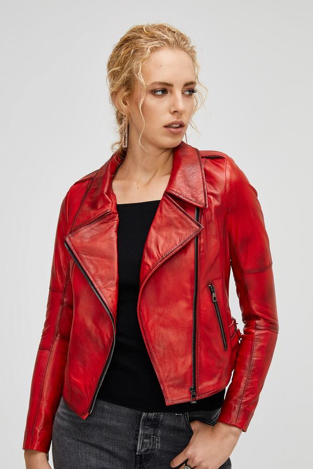 Kadın Kırmızı Rogue  Deri Mont - 2