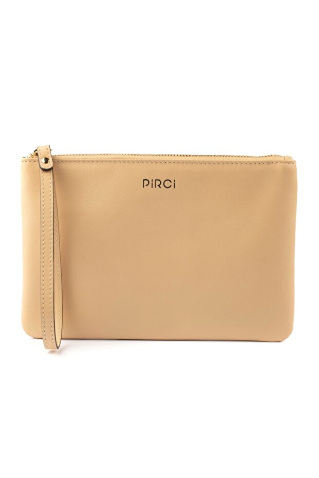 Deri Kadın Pouch Bej - 1