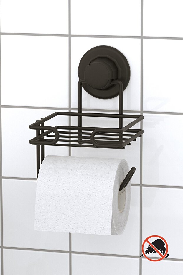 Drilling Screw Drill Not Available! Vacuum Toilet Paper Holder with Adhesive Refills Matte Black Dm275
