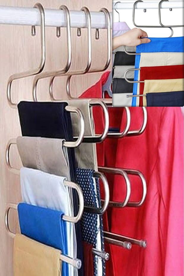 2 Pieces 5-Layer Metal Trouser Scarf Hanger