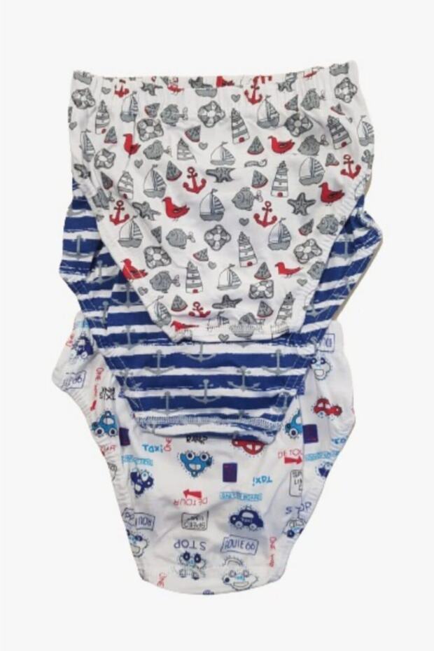 Boy's 3 Pack Elastane Printed Mixed Pattern Slip Panties - 4