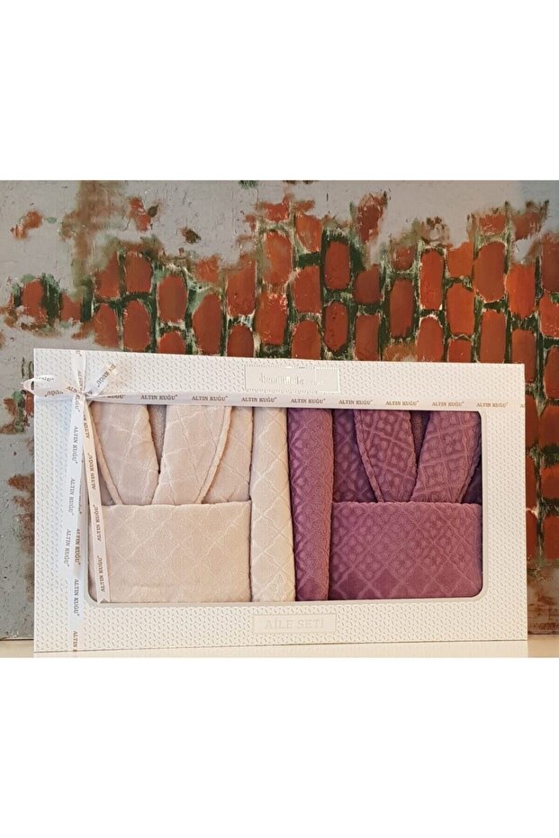 Tile Aile Bornoz Seti-mürdüm Bej - 1