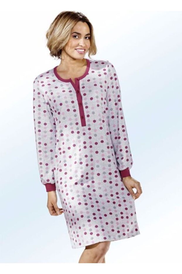 Women's Pink Polka Dot Patterned Nightgown