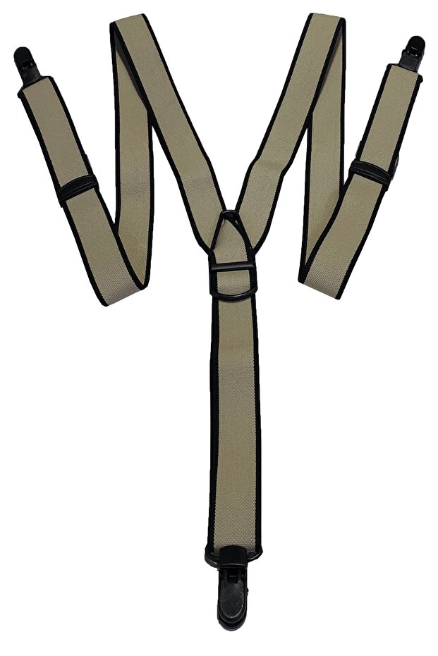 Washable Antiallergic Unisex Beige Trouser Hanger with Plastic Clips