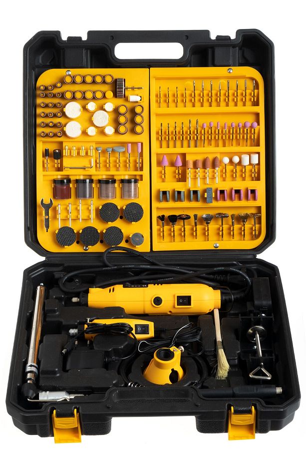 Alman Super500 430 Parça 500w Devir Ayarlı Çift Gravür Oyma Makinesi Dremel Taşlama Zımpara Seti - 1