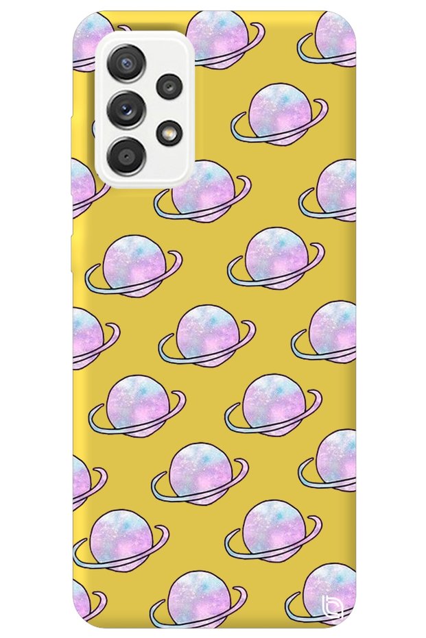 Samsung Galaxy A52 Yellow Color Saturn Velvet Patterned Silicone Phone Case