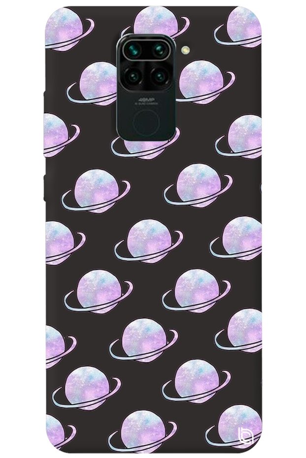 Xiaomi Redmi Note 9 Black Color Saturn Velvet Patterned Silicone Phone Case