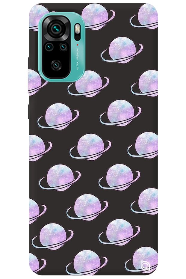 Xiaomi Redmi Note 10S Black Color Saturn Velvet Patterned Silicone Phone Case