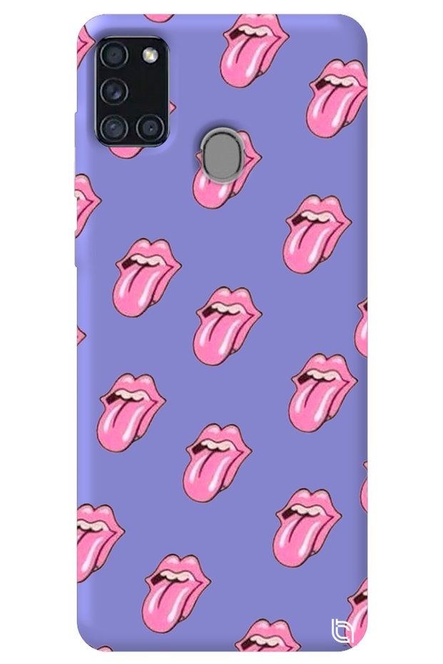 Samsung A21S Lilac Colored Lips Velvet Patterned Silicone Phone Case