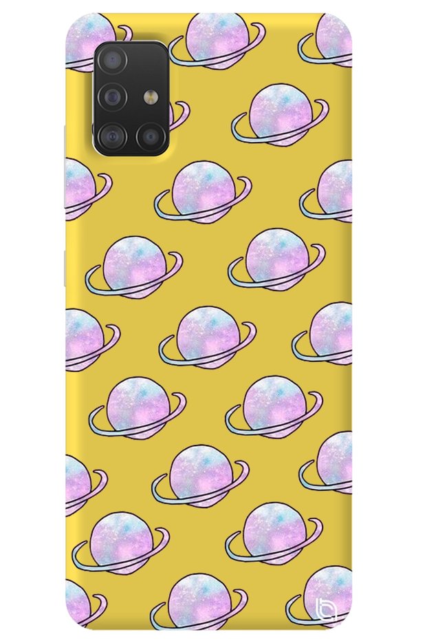 Samsung A71 Yellow Colored Saturn Velvet Patterned Silicone Phone Case