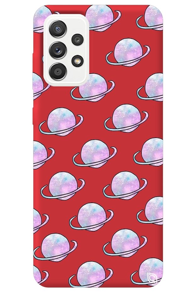 Samsung Galaxy A72 Red Color Saturn Velvet Patterned Silicone Phone Case