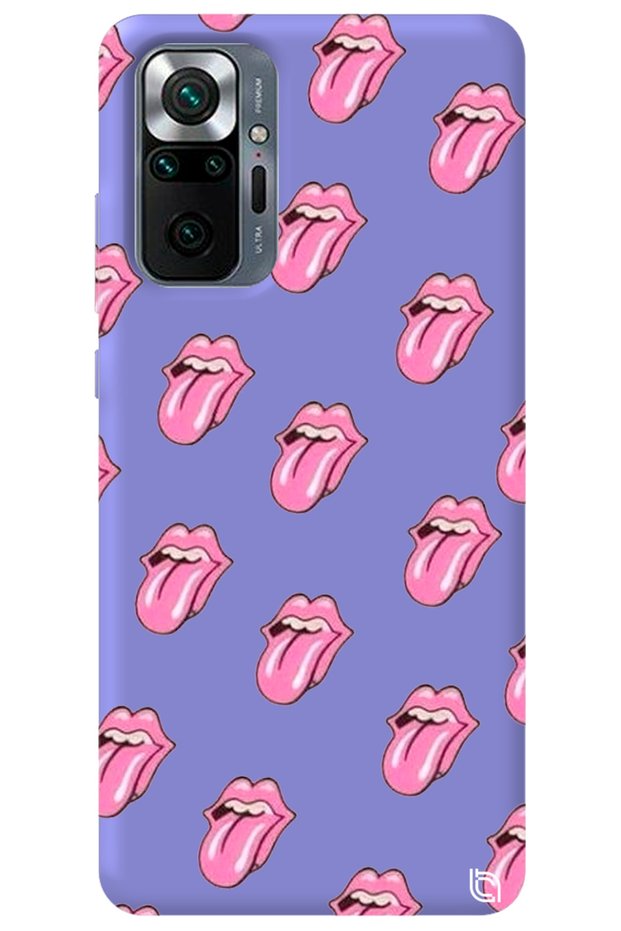 Xiaomi Redmi Note 10 Pro Lilac Colored Lips Lip Velvet Patterned Silicone Phone Case
