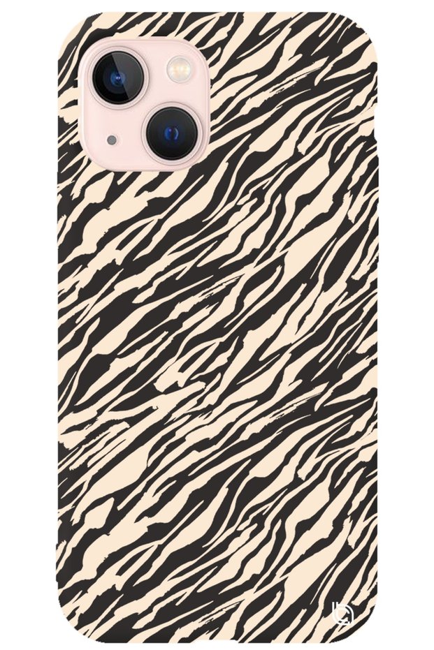 iPhone 13 Black Colored Lines Velvet Patterned Silicone Phone Case