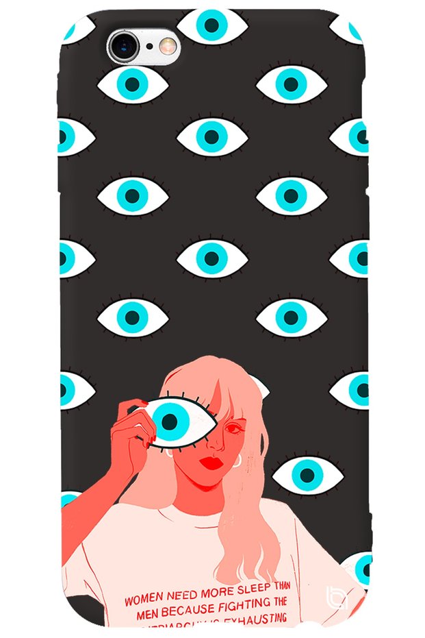 iPhone 6 Plus Black Color Premium Velvet Eye Patterned Silicone Phone Case