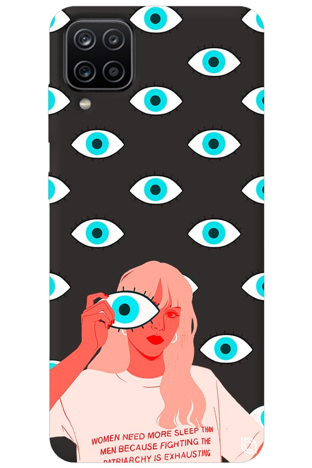 Samsung Galaxy A12 Black Color Premium Velvet Eye Patterned Silicone Phone Case