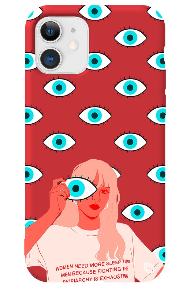 iPhone 11 Red Color Premium Velvet Eye Patterned Silicone Phone Case